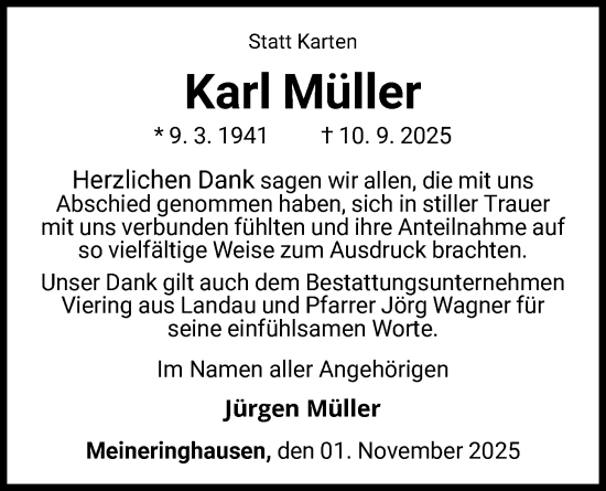 Traueranzeige von Karl Müller von WLZ