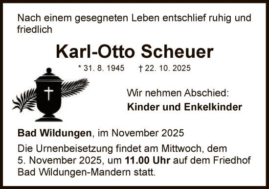 Traueranzeige von Karl-Otto Scheuer von WLZ