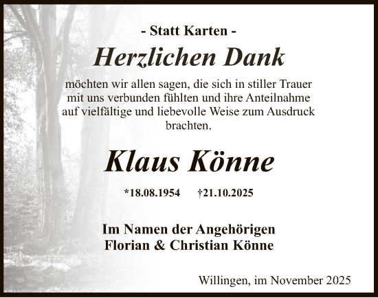 Traueranzeige von Klaus Könne von WLZ