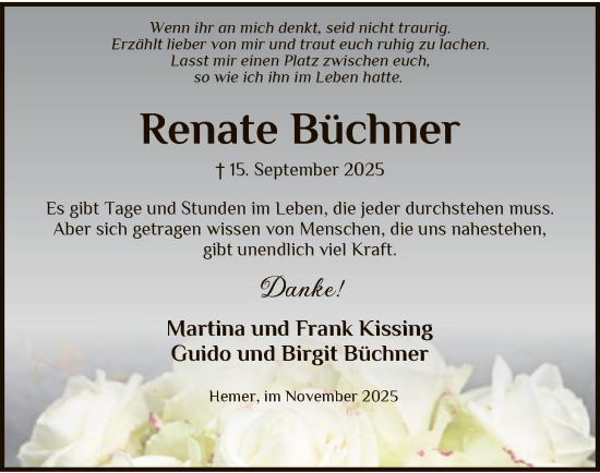 Traueranzeige von Renate Büchner von WLZ