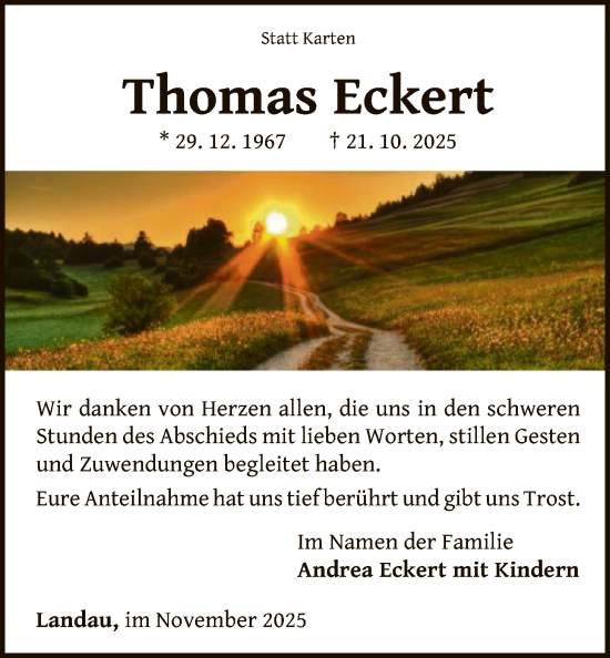 Traueranzeige von Thomas Eckert von WLZHNA