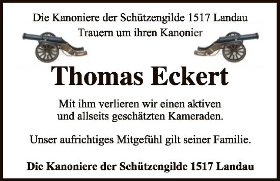 Traueranzeige von Thomas Eckert von WLZ