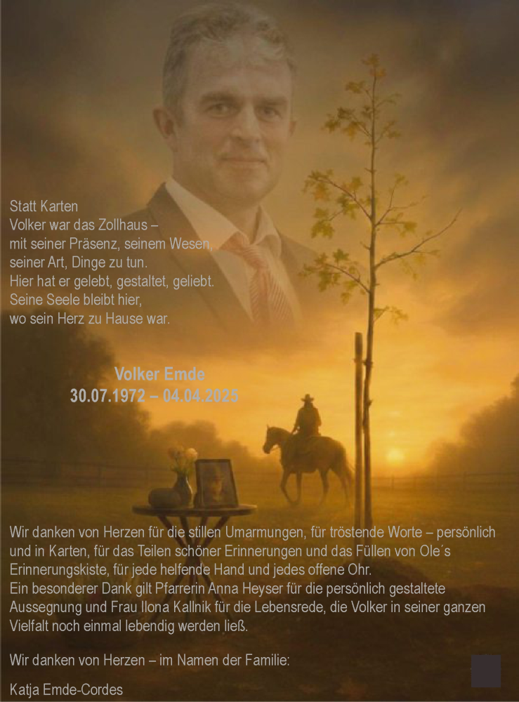  Traueranzeige für Volker Emde vom 29.11.2025 aus WLZ