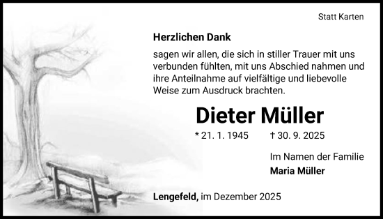 Traueranzeige von Dieter Müller von WLZ