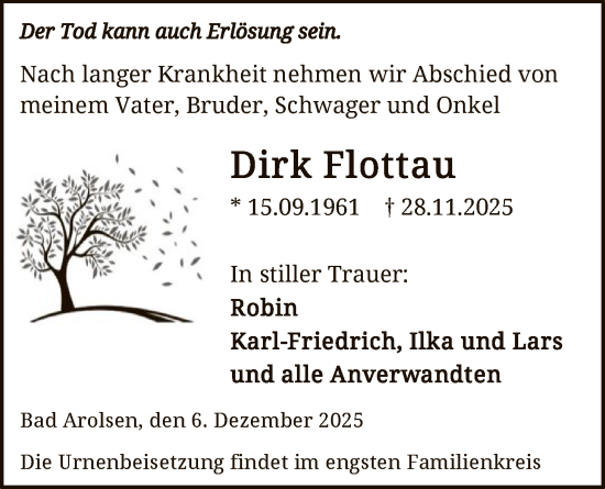 Traueranzeige von Dirk Flottau von WLZ