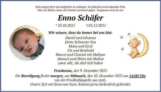 Traueranzeige von Enno Schäfer von HNAWLZ