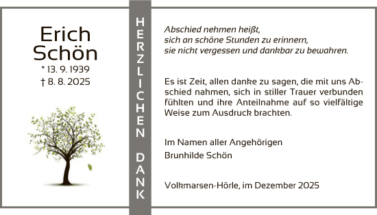 Traueranzeige von Erich Schön von WLZ