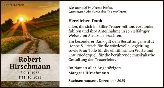 Traueranzeige von Robert Hirschmann von WLZ