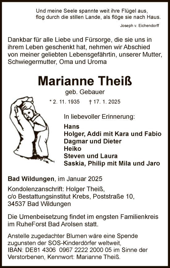 Traueranzeige von Marianne Theiß von WLZ