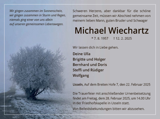 Traueranzeige von Michael Wiechartz von WLZ