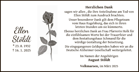 Traueranzeige von Ellen Stöldt von WLZ