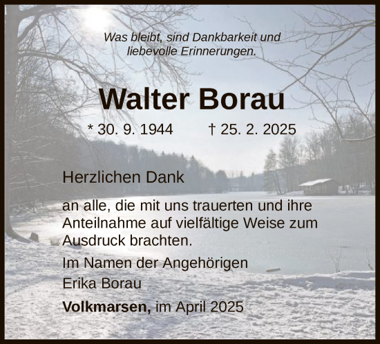 Traueranzeige von Walter Borau von WLZ