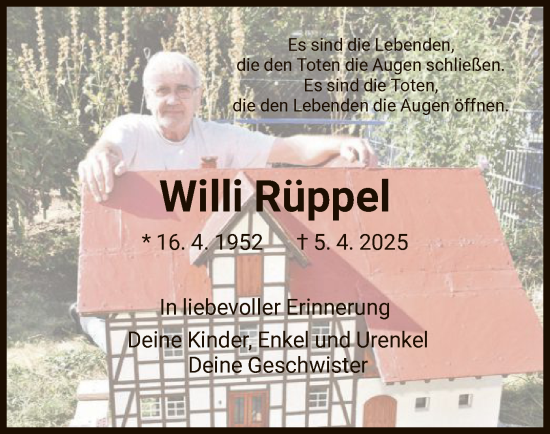Traueranzeige von Willi Rüppel von WLZ