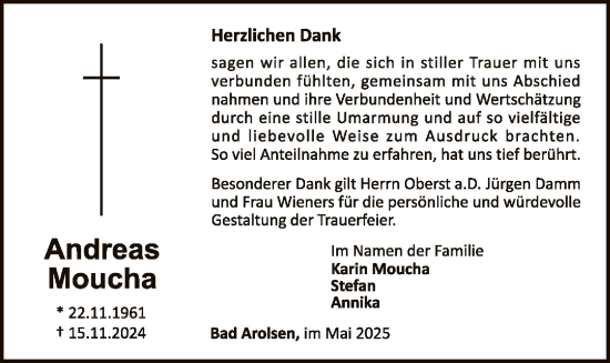 Traueranzeige von Andreas Moucha von WLZ