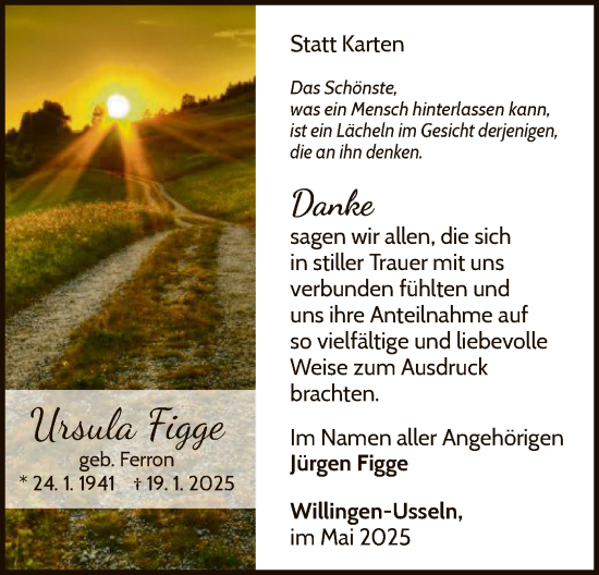 Traueranzeige von Ursula Figge von WLZ