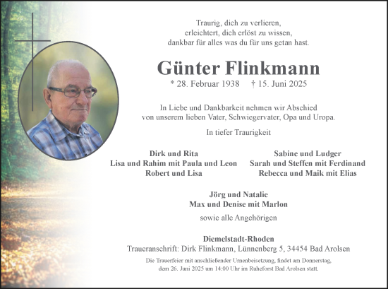 Traueranzeige von Günter Flinkmann 