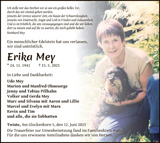 Traueranzeige von Erika Mey von WLZ