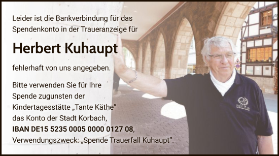 Traueranzeige von Herbert Kuhaupt von WLZ
