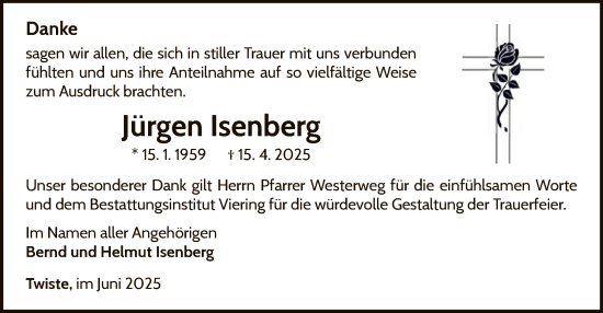 Traueranzeige von Jürgen Isenberg von WLZ