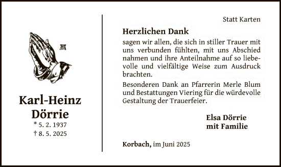 Traueranzeige von Karl-Heinz Dörrie von WLZ