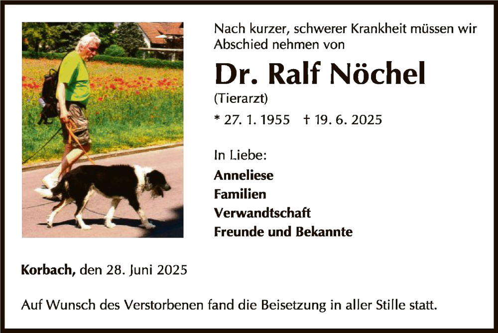  Traueranzeige für Ralf Nöchel vom 28.06.2025 aus WLZ