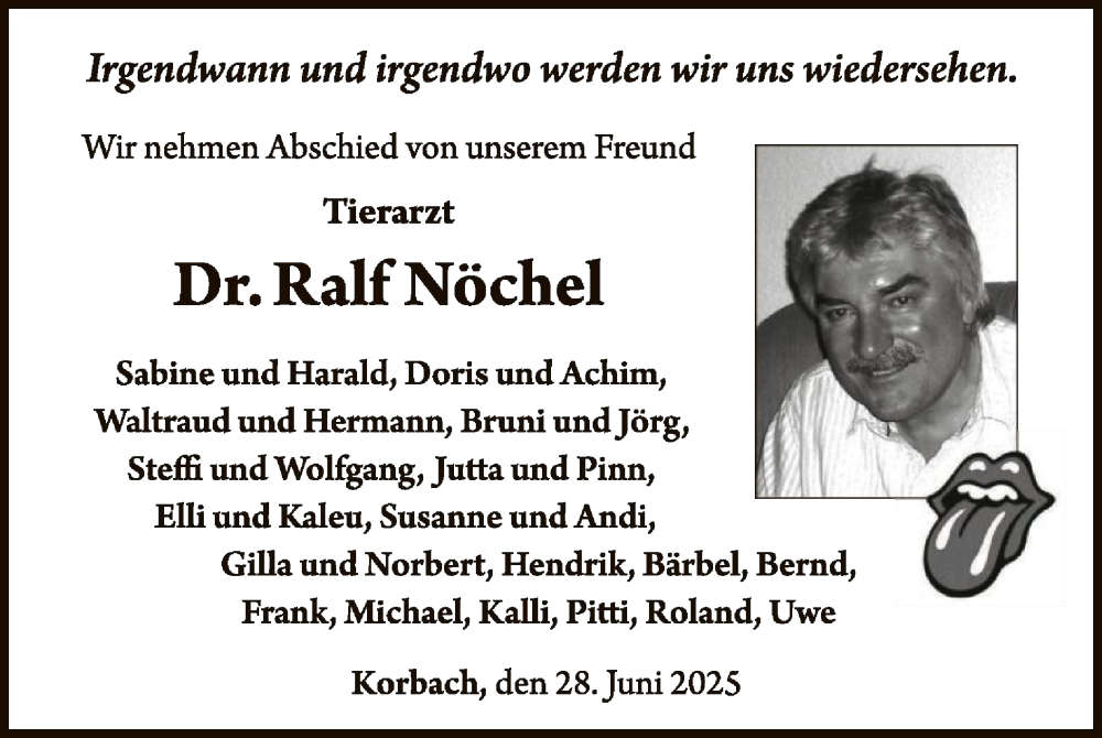  Traueranzeige für Ralf Nöchel vom 28.06.2025 aus WLZ