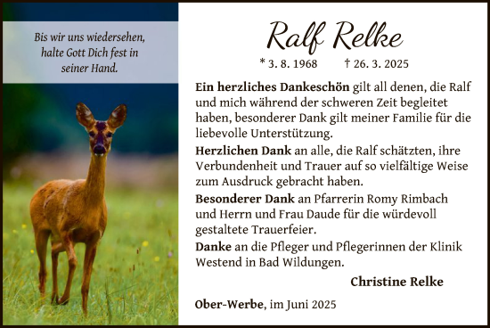 Traueranzeige von Ralf Relke von WLZ