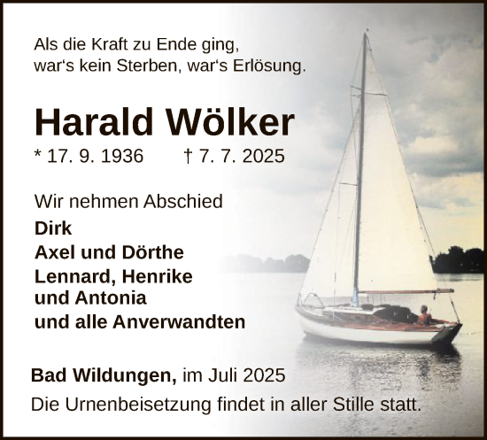 Traueranzeige von Harald Wölker von WLZ