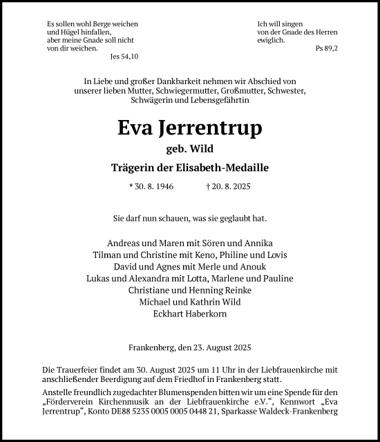 Traueranzeige von Eva Jerrentrup von HNAWLZ