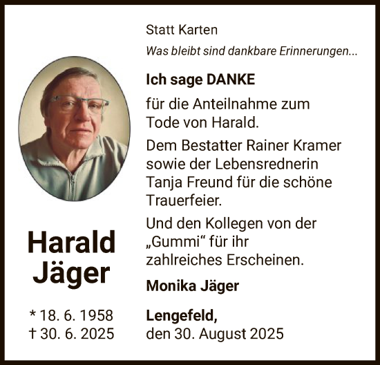 Traueranzeige von Harald Jäger von WLZ