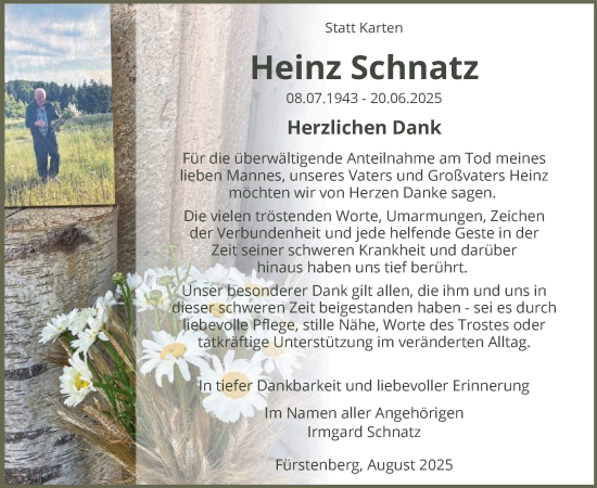 Traueranzeige von Heinz Schnatz von WLZ