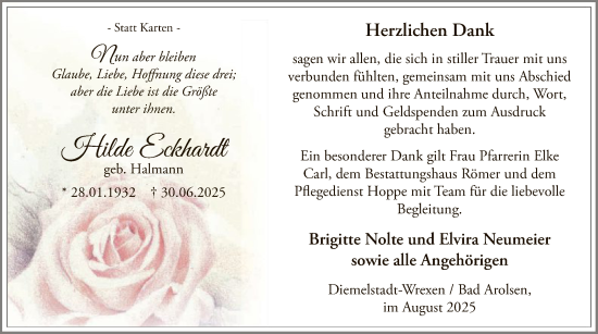 Traueranzeige von Hilde Eckhardt von WLZ