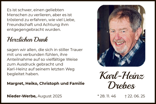 Traueranzeige von Karl-Heinz Drebes von WLZ