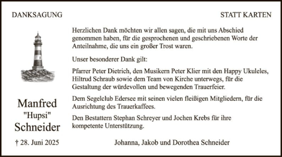 Traueranzeige von Manfred Schneider von WLZ