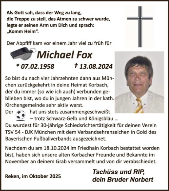 Traueranzeige von Michael Fox von WLZ