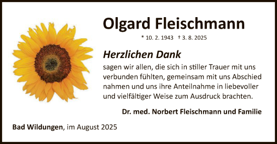 Traueranzeige von Olga Fleischmann von WLZ