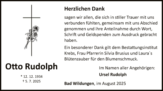 Traueranzeige von Otto Rudolph von WLZ
