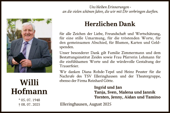 Traueranzeige von Willi Hofmann von WLZ