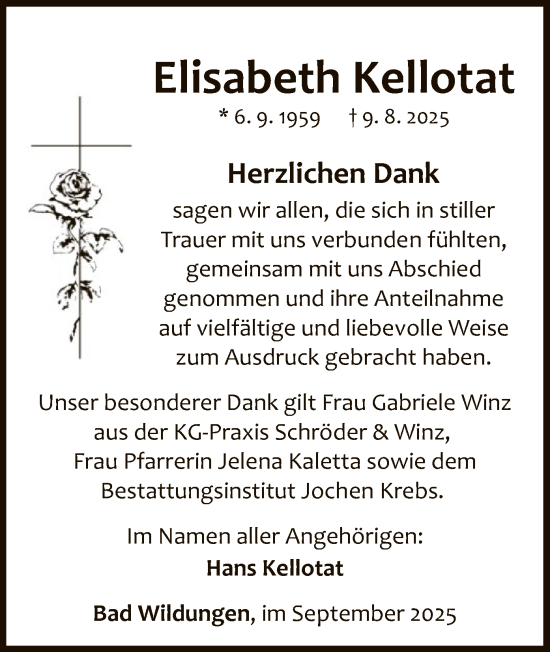 Traueranzeige von Elisabeth Kellotat von WLZ