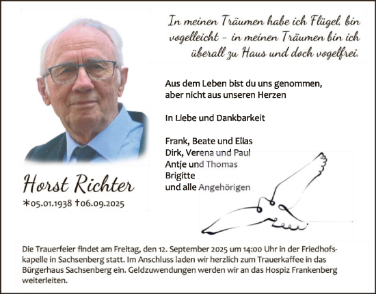 Traueranzeige von Horst Richter von WLZHNA