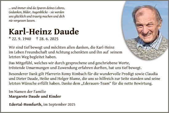 Traueranzeige von Karl-Heinz Daude von WLZ