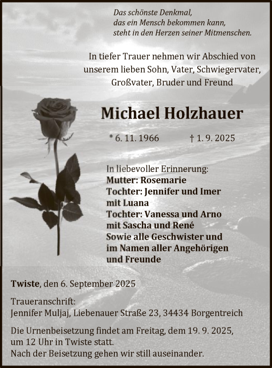 Traueranzeige von Michael Holzhauer von WLZ