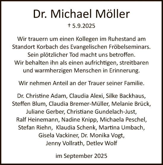 Traueranzeige von Michael Möller von HNAWLZ
