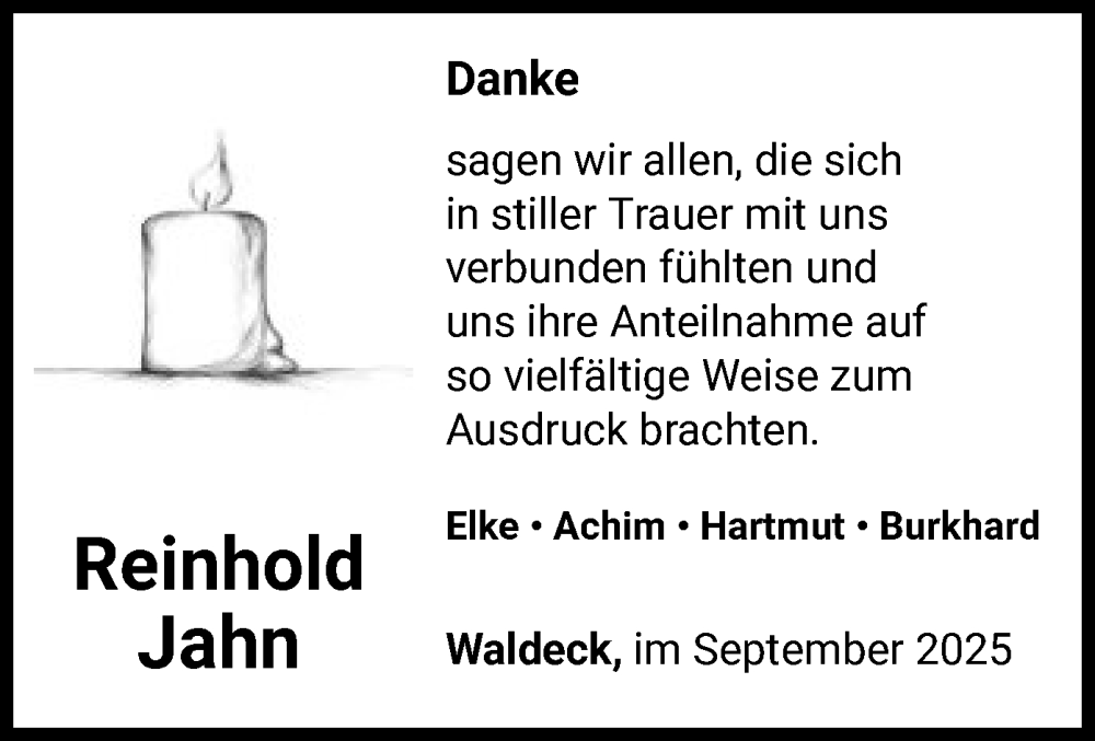  Traueranzeige für Reinhold Jahn vom 20.09.2025 aus WLZ