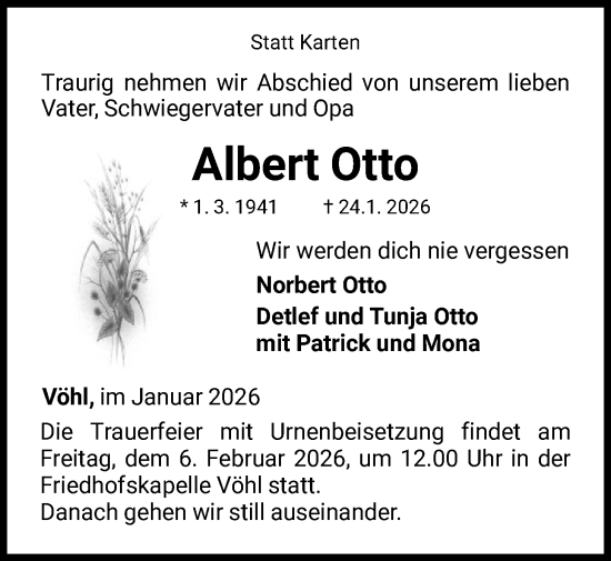 Traueranzeige von Albert Otto von WLZ