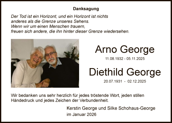 Traueranzeige von Arno George von WLZ