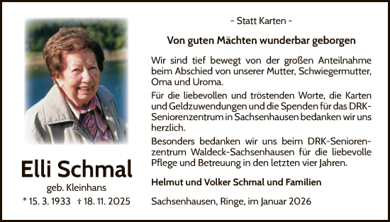 Traueranzeige von Elli Schmal von WLZ