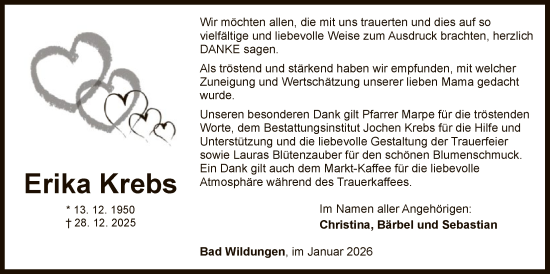 Traueranzeige von Erika Krebs von WLZ