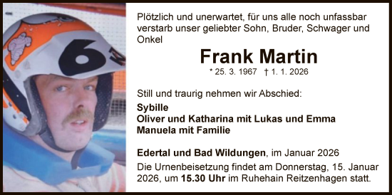 Traueranzeige von Frank Martin von WLZ