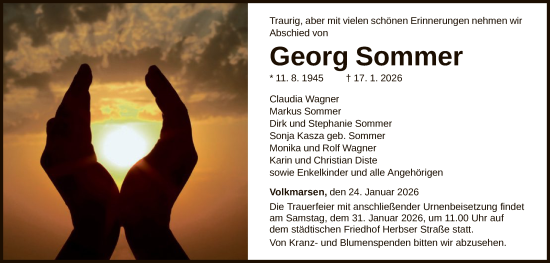 Traueranzeige von Georg Sommer von WLZ